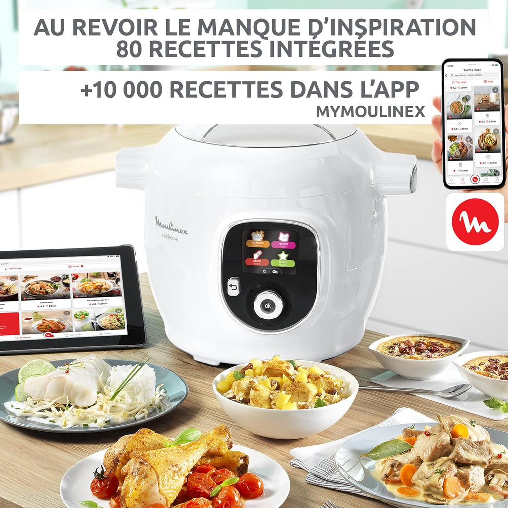 Cookeo Multicuiseur intelligent 6L, Ecran intuitif, 1600W, Blanc, CE854110