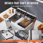 Friteuse Électrique Commerciale 11L x 2 Cuves 3000W x 2 Friteuse à Huile en Inox avec 2 Paniers