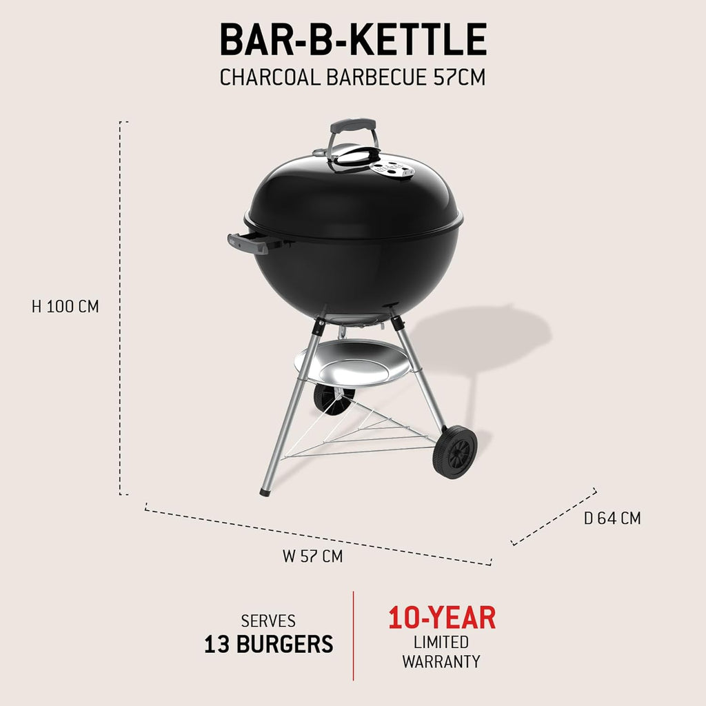 Bar-B-Kettle barbecue à charbon (2026) / couvercle et cuve émaillés, thermomètre intégré, bac à cendres