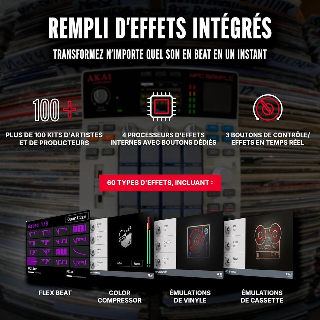 Professional MPC Sample - Portable Autonome avec Batterie Rechargeable, USB-C, Haut-Parleur et Micro