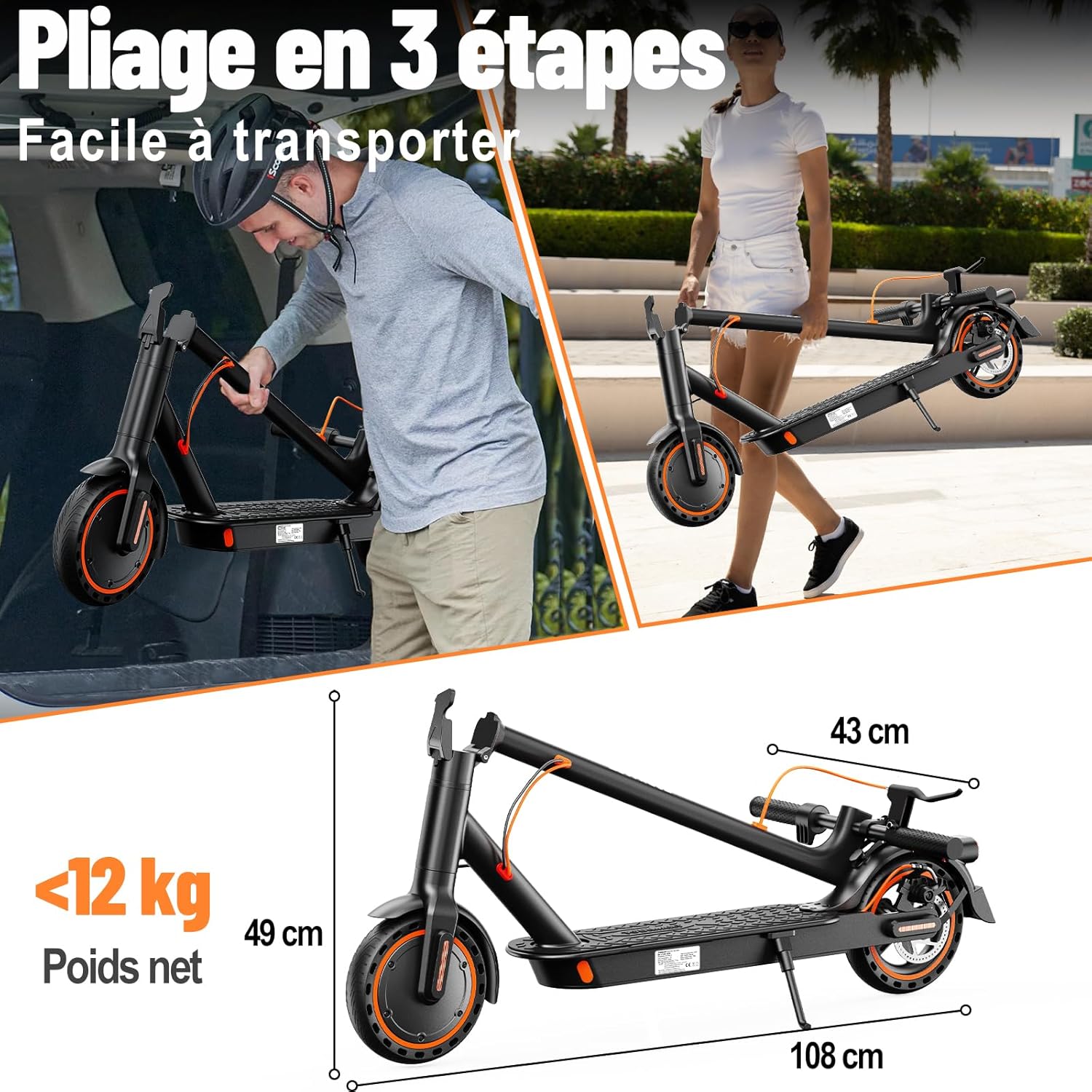 T3 Trottinette Electrique Adulte Pliable antivol Ultra Legere, Autonomie 35KM