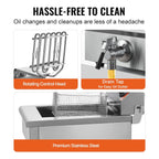 Friteuse Électrique Commerciale 11L x 2 Cuves 3000W x 2 Friteuse à Huile en Inox avec 2 Paniers