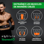 Absolute Ceinture Abdominale, electrostimulateur Musculaire Bado centraux et latéraux, Rechargeable