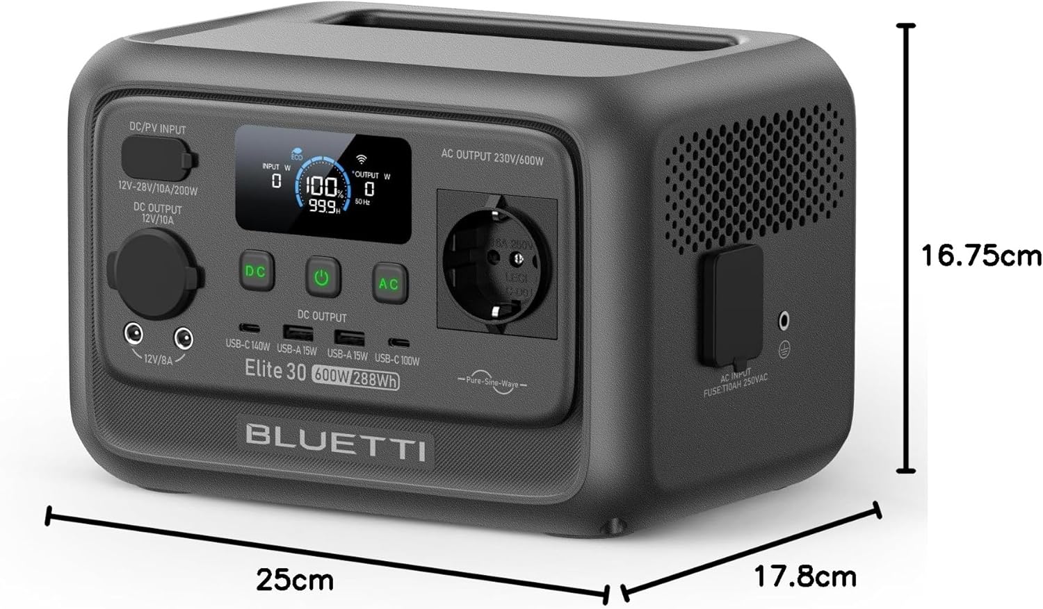 Elite 30 V2 Générateur Électrique Portable, 288Wh, 600W (Puissance de Surcharge 1500W)