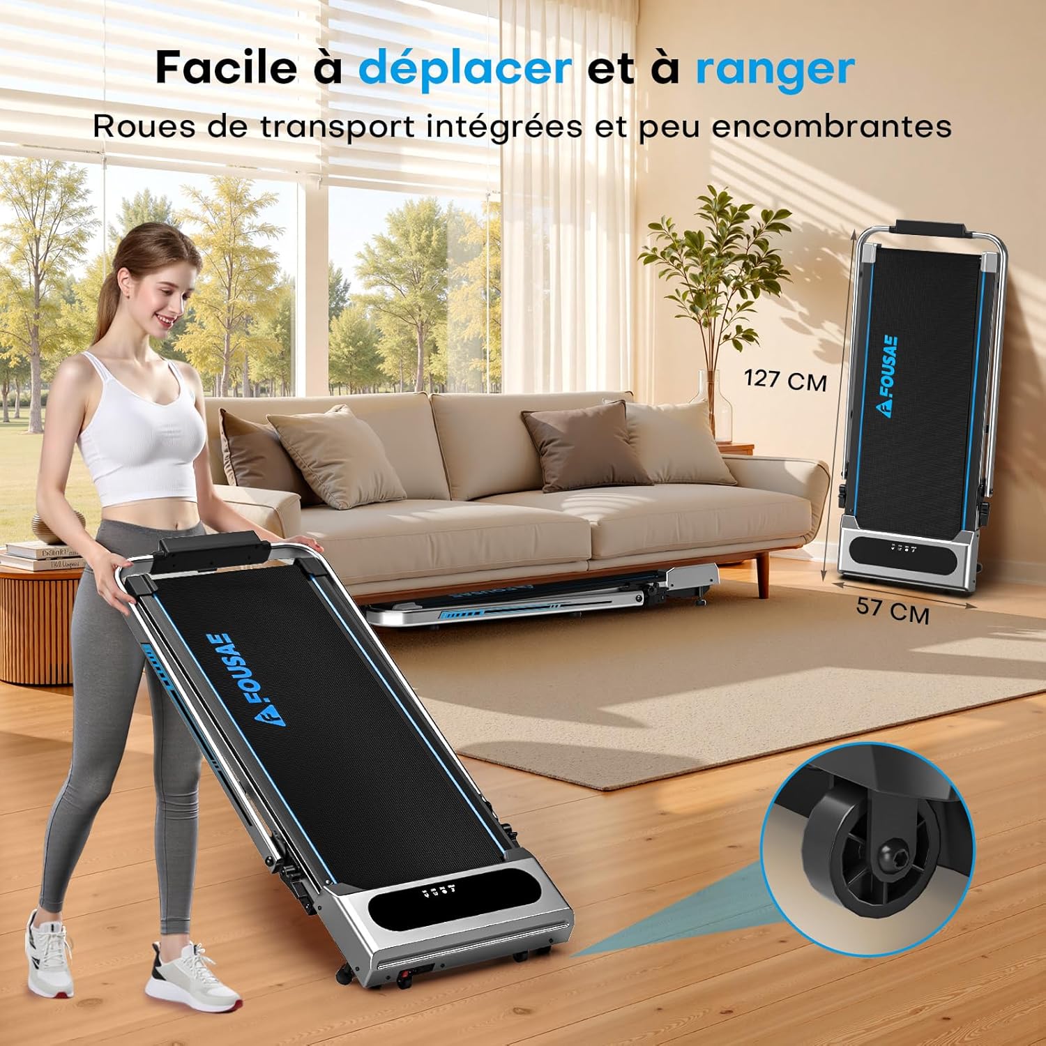 Tapis de Marche Pliable avec 12 Programmes HIIT Prédéfinis, Moteur Silencieux 2,75 CV, APP & Télécommande