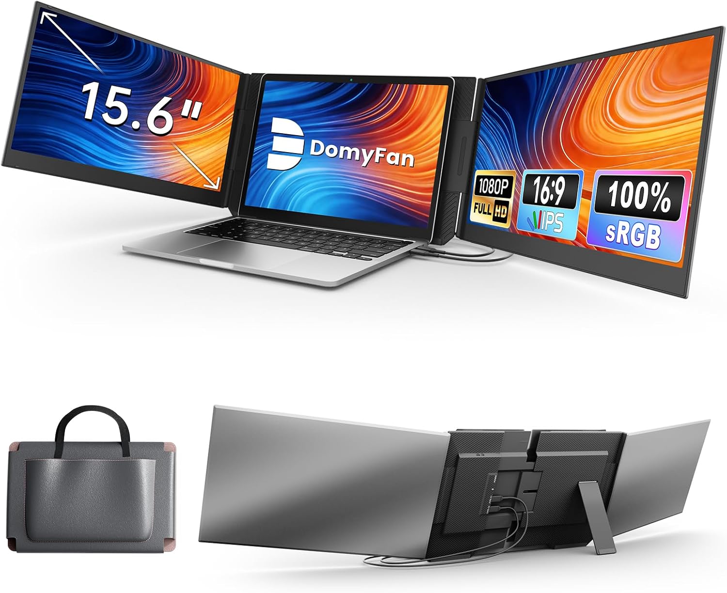 15,6" Extension d’écran pour Ordinateur Portable, Triple écran Portable IPS FHD 1080P Ultra-Fin
