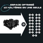 Haltères réglables Paire - 15 en 1 , avec système de verrouillage sécurisé, prise antidérapante