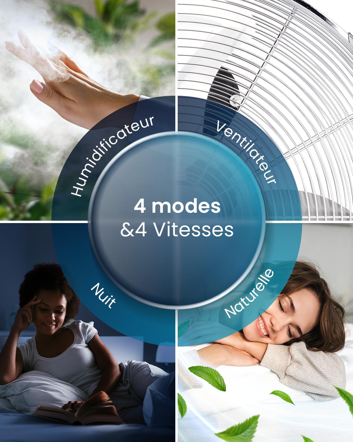 OmniAir Rafraichisseur d’Air 7L 3en1, 7 Vitesses, 3 Modes, Oscillant, Silencieux, Sans Conduit