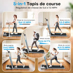 Tapis de Marche Pliable avec 12 Programmes HIIT Prédéfinis, Moteur Silencieux 2,75 CV, APP & Télécommande
