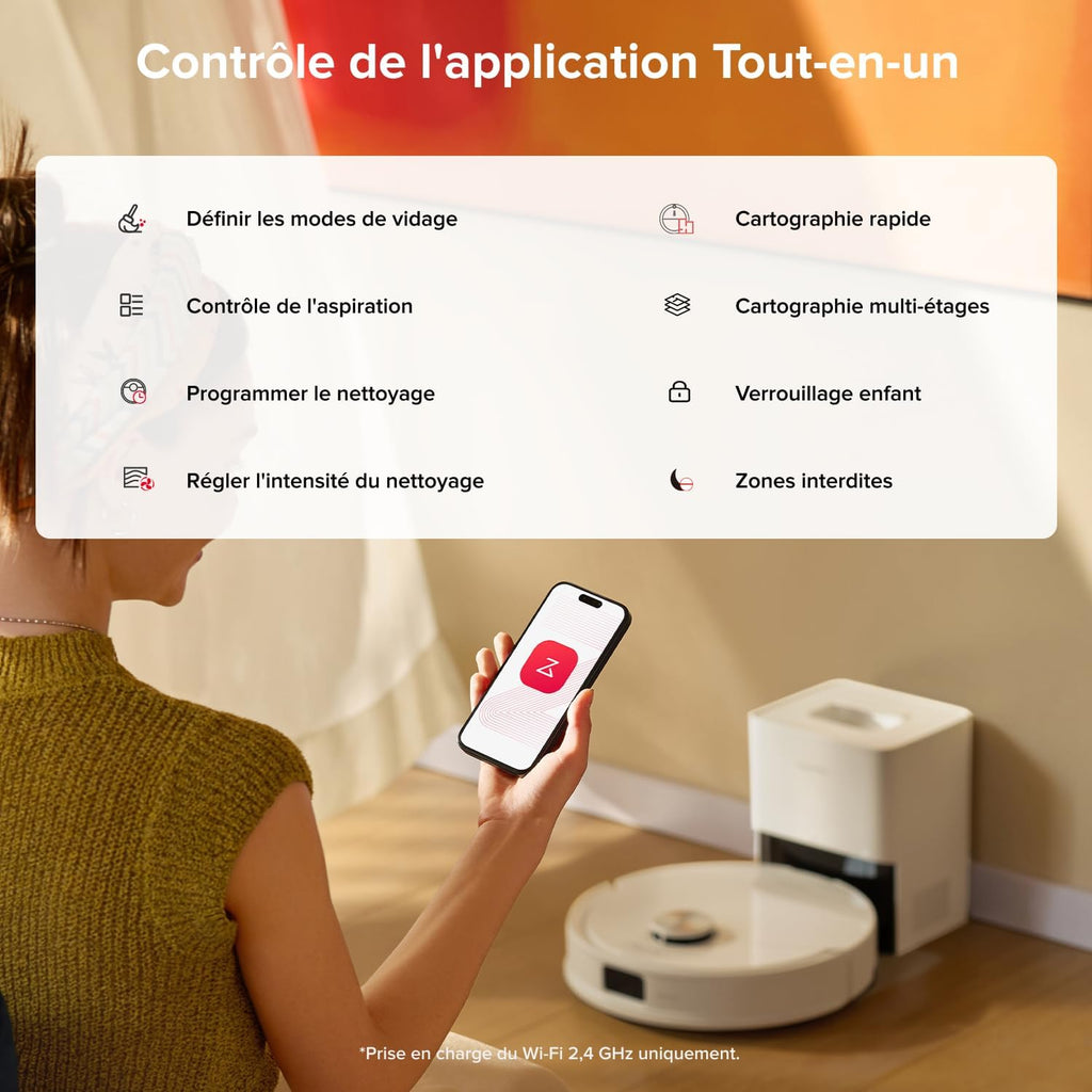 Q10 S5+ Set Aspirateur Robot Laveur avec Station, 10000 Pa Aspiration, Vidage Automatique