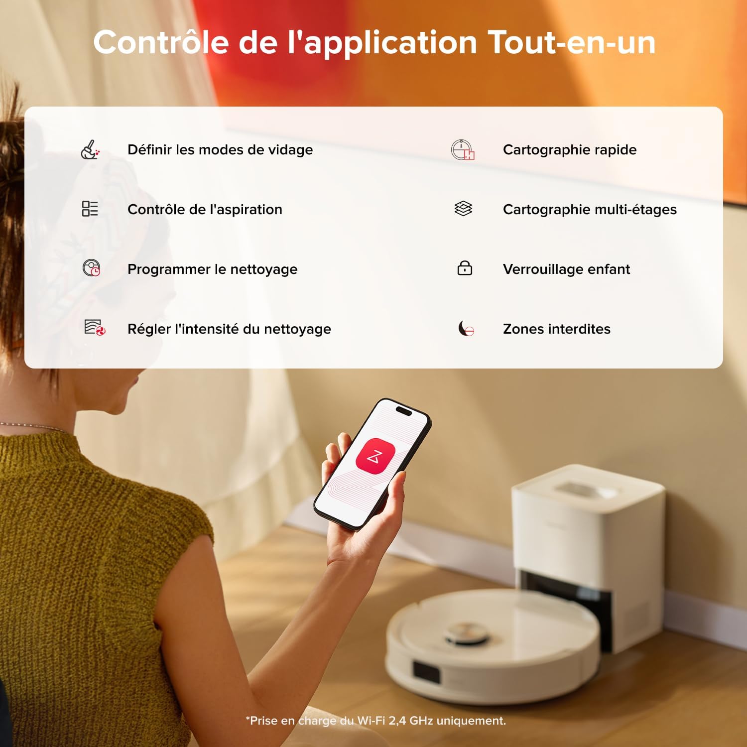 Q10 S5+ Set Aspirateur Robot Laveur avec Station, 10000 Pa Aspiration, Vidage Automatique