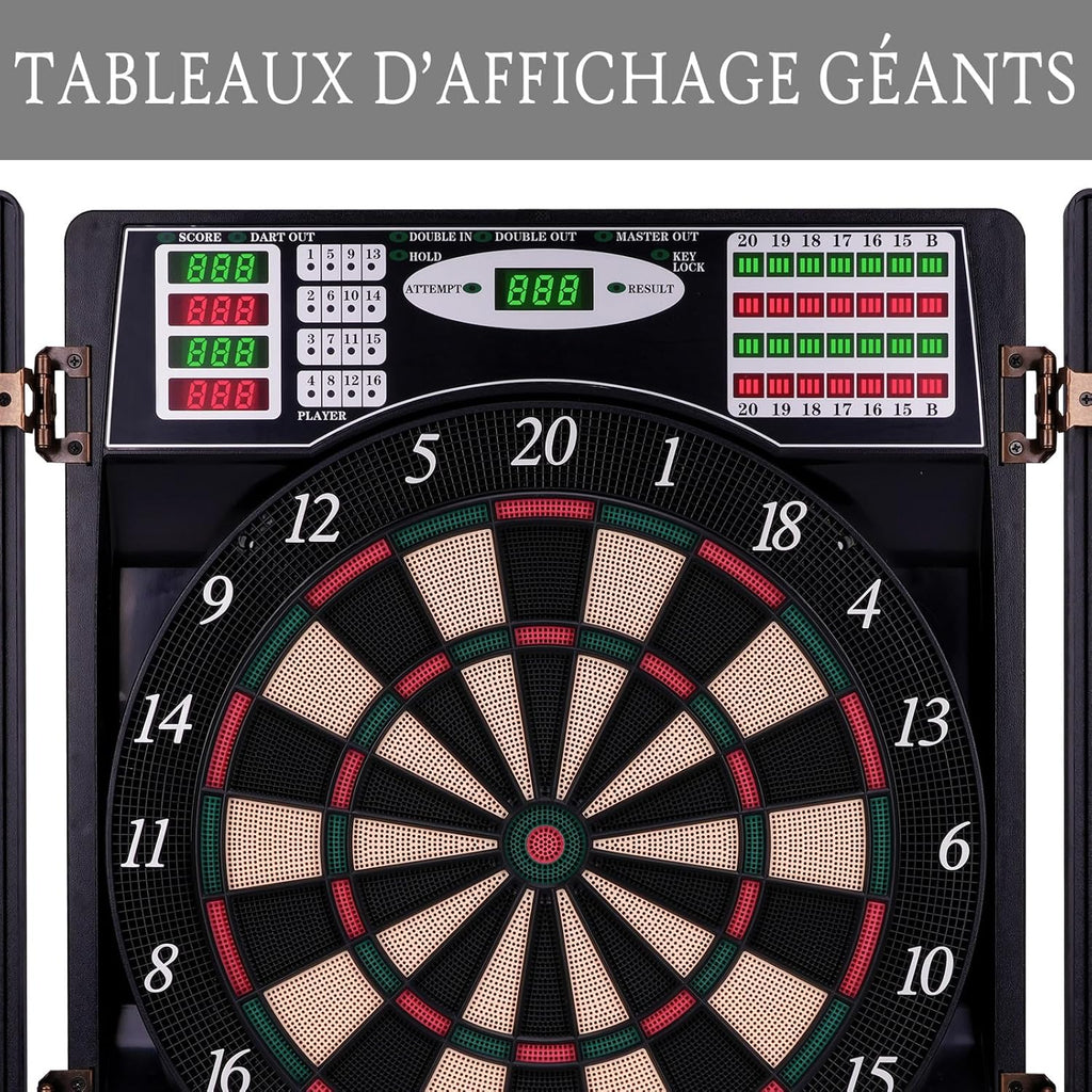 Cible de fléchettes électronique numérique LED avec Armoire et 12 fléchettes à Pointe Souple
