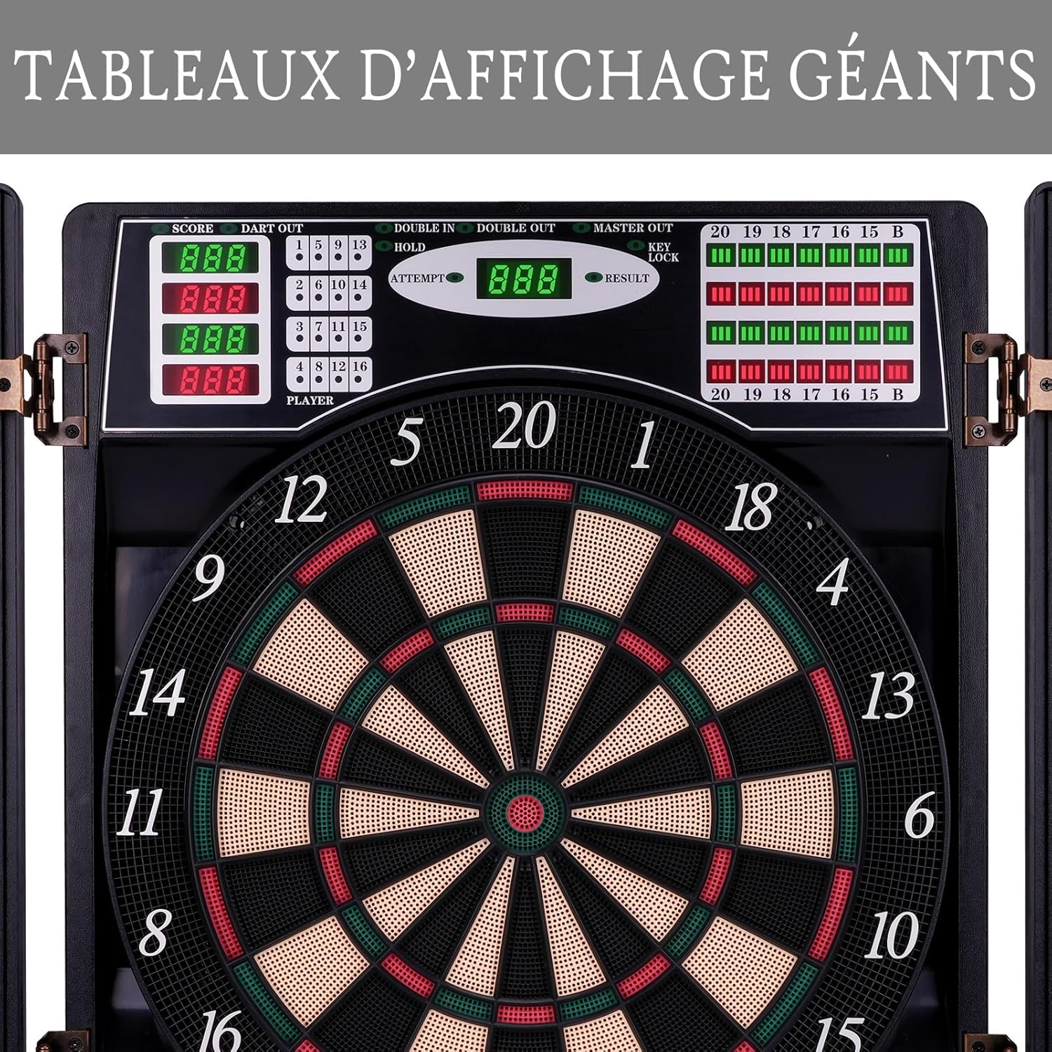 Cible de fléchettes électronique numérique LED avec Armoire et 12 fléchettes à Pointe Souple