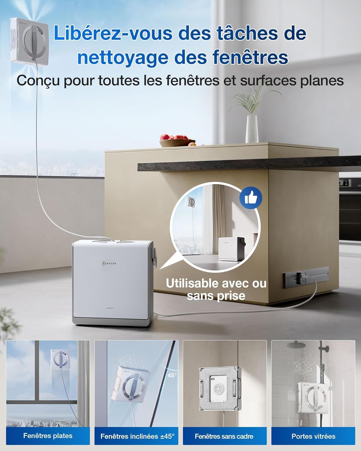 WINBOT W2 Pro Omni Robot Nettoyeur de vitres avec Station Multifonction