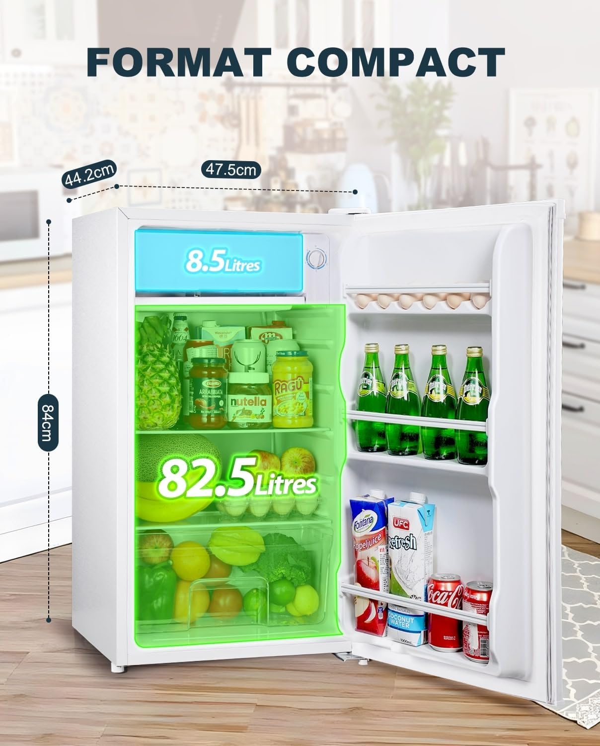 Petit Frigo BR321 avec Congélateur de 91L, Bac à Légumes, Thermostat Réglable