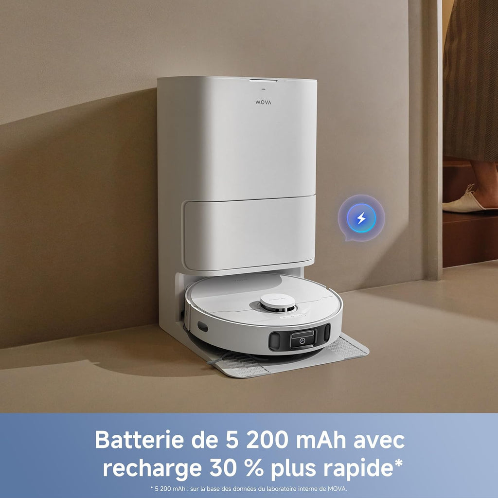 Robot aspirateur et Laveur à vidage Auto E40 Ultra avec Aspiration de 19 000 Pa, Brosse latérale Anti-nœuds