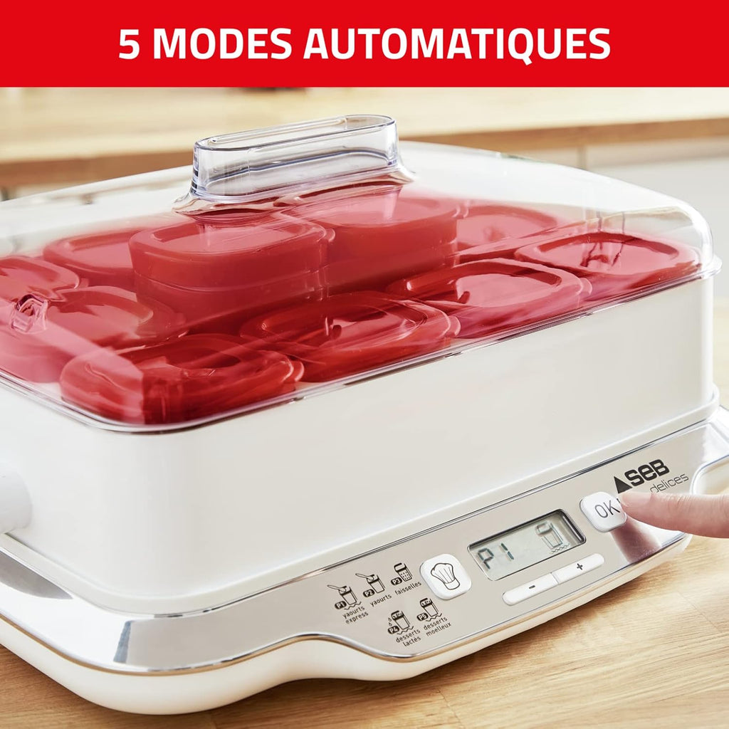 Multi Délices, Express Yaourtière 12 pots verre 140 ml, 5 programmes automatiques, YG661500