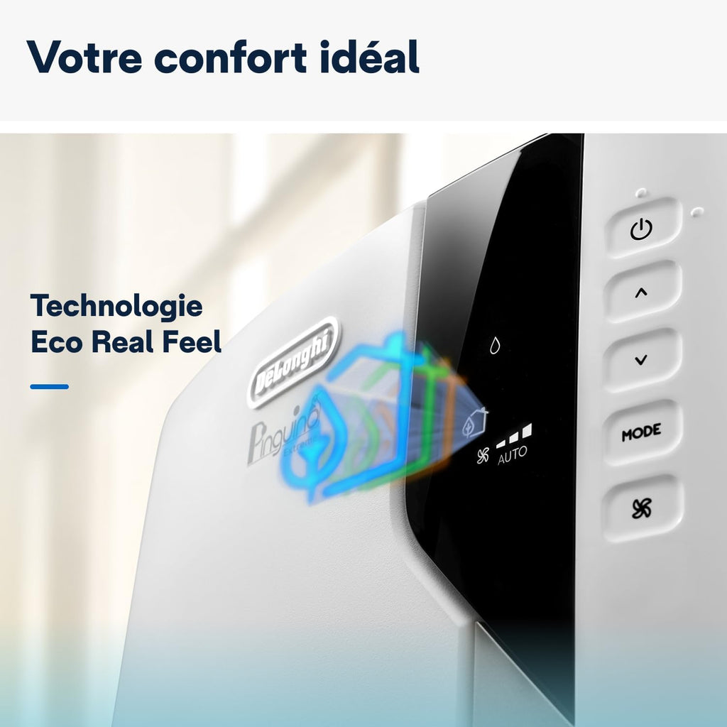 Pinguino PAC EX93 Climatiseur mobile, avec tuyau d'échappement, 3 vitesses de ventilation