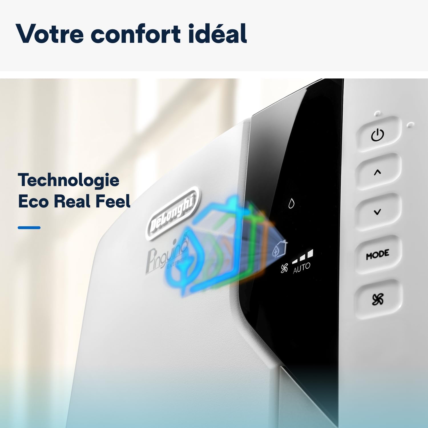 Pinguino PAC EX93 Climatiseur mobile, avec tuyau d'échappement, 3 vitesses de ventilation