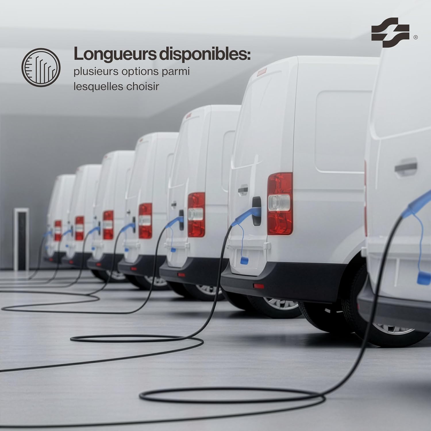 Chargeur réglable pour véhicules électriques avec affichage numérique contrôlable, câble de charge Schuko Type 2, 3,7 kW