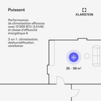 Kraftwerk Smart 12K Climatiseur Mobile - 12,000 BTU, WiFi & App Control, Ventilation 3 Niveaux