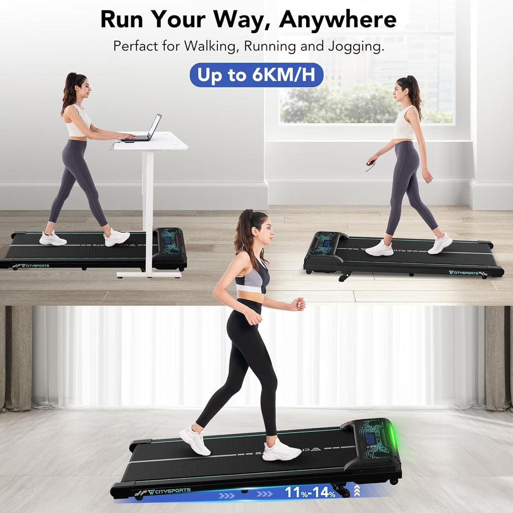 Tapis de Course Électrique Inclinable 11–14%, Écran LED, avec Télécommande