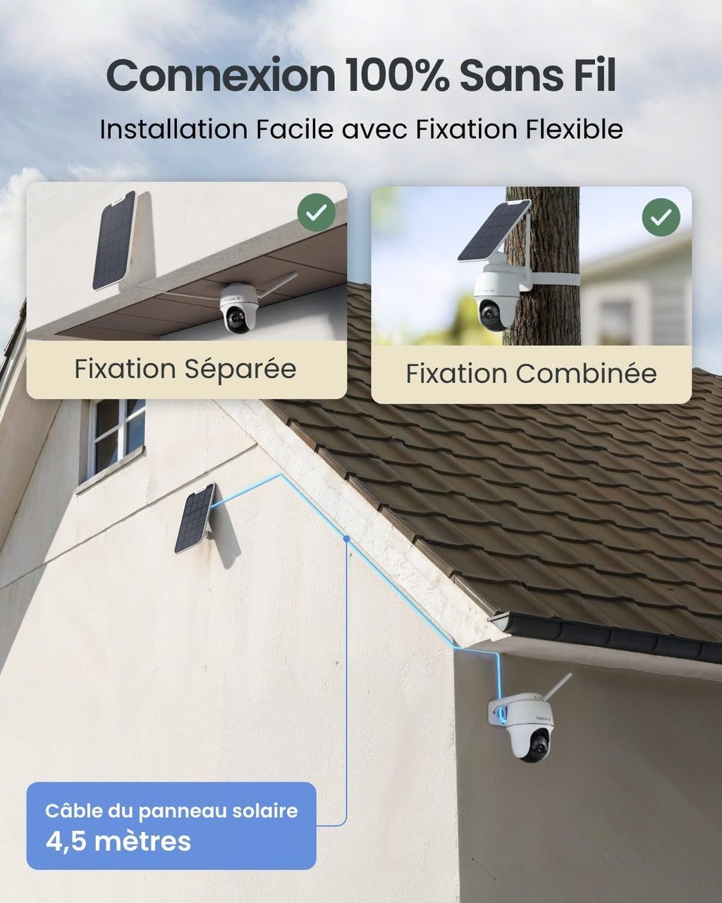 4K Camera Surveillance WiFi Exterieure, 2,4/5Ghz Wi-FI 6, Détection Intelligent