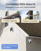 4K Camera Surveillance WiFi Exterieure, 2,4/5Ghz Wi-FI 6, Détection Intelligent