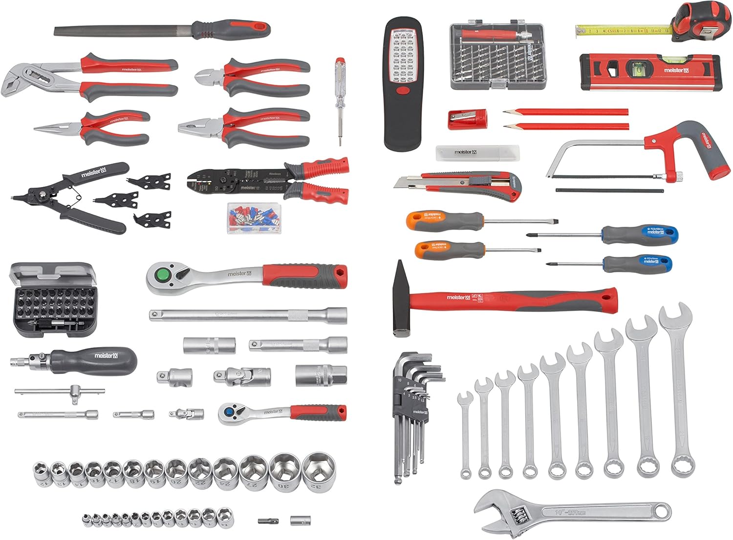 Chariot à outils 156 pièces - Ensemble d'outils avec roulettes, Poignée télescopique, 8971440