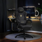 Chaise Gaming Ergonomique avec Coussin Lombaire Réglable, Repose-Pieds Rétractable, Accoudoirs Réglables