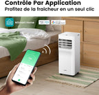 Climatiseur Mobile 9000 BTU/h 2,6kW, Contrôle APP, 3 Modes, 3 Vitesses de ventilation