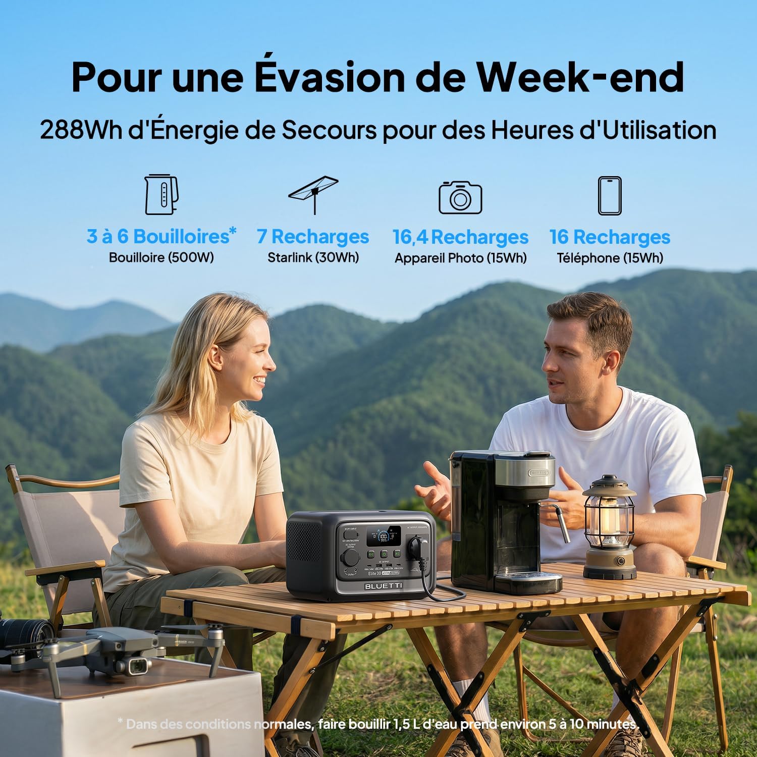 Elite 30 V2 Générateur Électrique Portable, 288Wh, 600W (Puissance de Surcharge 1500W)