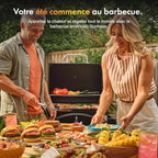 Barbecue au Charbon XL – avec Grille de Maintien au Chaud, Tablettes Rabattables, Thermomètre, Roues