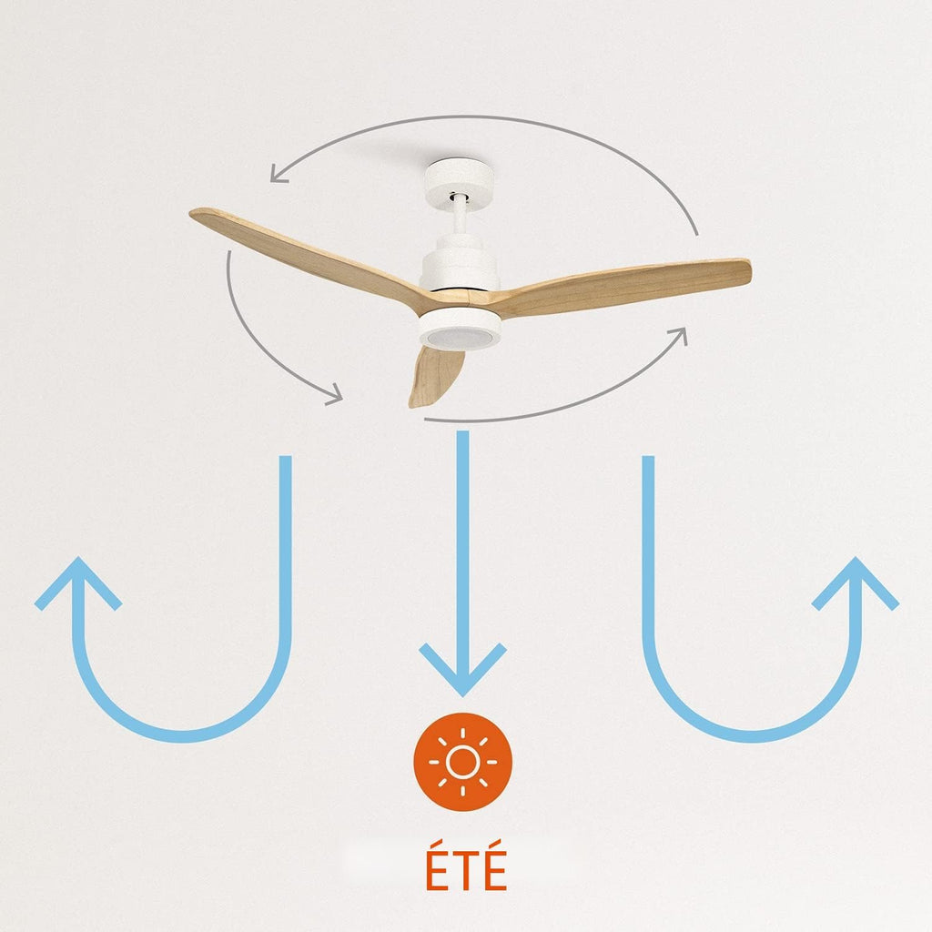 WINDSTYLANCE NATURAL WOOD, Ventilateur de plafond avec lumière, Wifi et télécommande, 6 vitesses