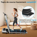 Tapis de Marche Pliable avec 12 Programmes HIIT Prédéfinis, Moteur Silencieux 2,75 CV, APP & Télécommande