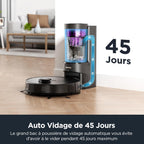 E10s Robot Aspirateur Laveur avec Station Écologique sans Sac Vidage Automatique de Poussière, 4000 Pa