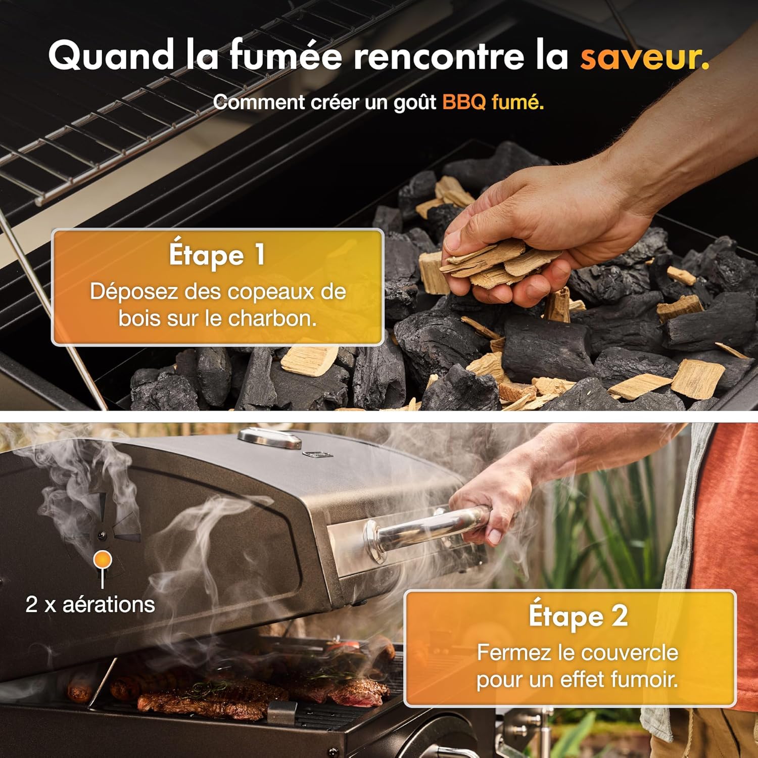 Barbecue au Charbon XL – avec Grille de Maintien au Chaud, Tablettes Rabattables, Thermomètre, Roues