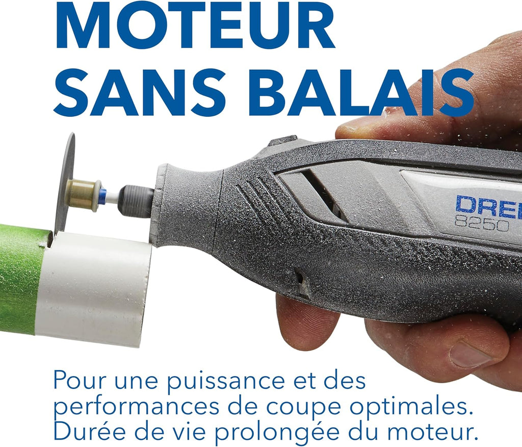 8250 Outil rotatif sans fil 12 V 5 000-30 000 tr/min Kit d'outils multifonctions sans balais avec boîte Dremel