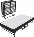 Lit Pliant 1 Personne 90x200 cm avec Matelas et 4 roulettes, Noir