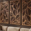 Lot de 3 panneaux muraux en bois feuilles tropicales, décoration botanique neutre