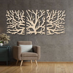 Décoration murale arbre en bois 3 panneaux branches
