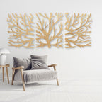 Décoration murale arbre en bois 3 panneaux branches