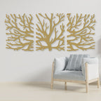 Décoration murale arbre en bois 3 panneaux branches