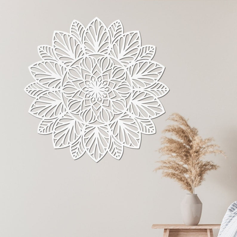 Grande décoration murale mandala en bois HDF, suspension murale