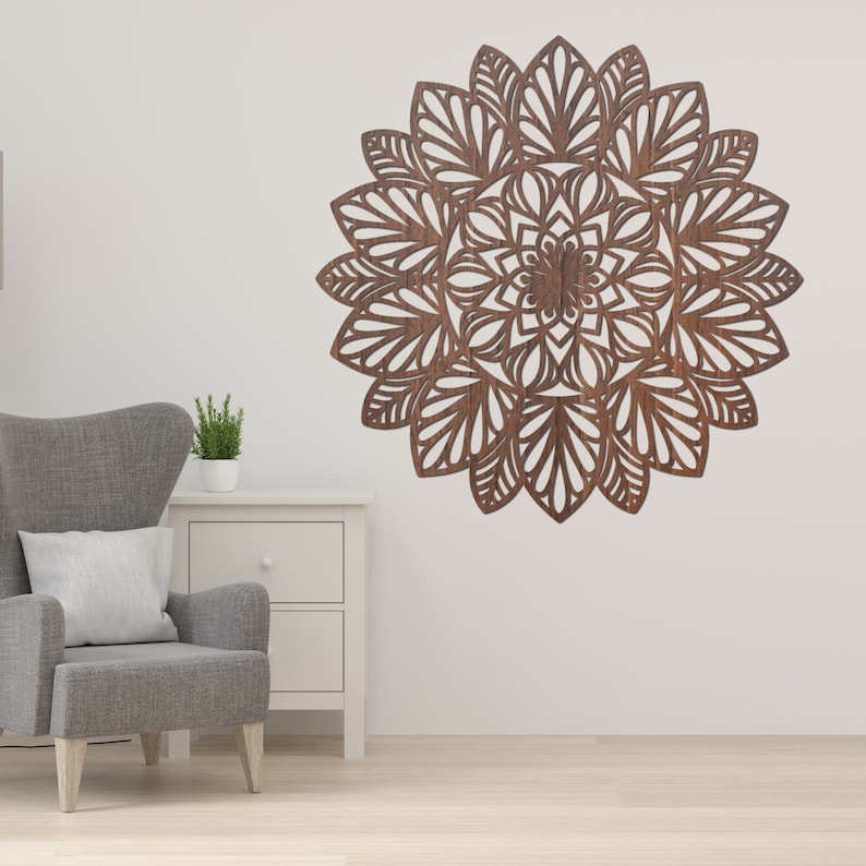 Grande décoration murale mandala en bois HDF, suspension murale
