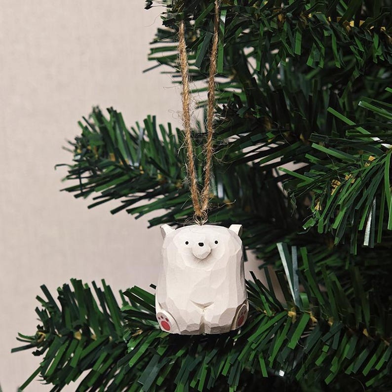 Ours en bois sculpté à la main, statue d'ours, décoration de Noël, décoration de bureau