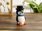 Sculpture sur bois pingouin gentleman 4x4x8 cm tilleul fait main décoration table