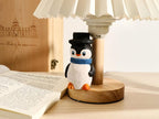 Sculpture sur bois pingouin gentleman 4x4x8 cm tilleul fait main décoration table