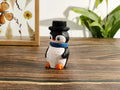Sculpture sur bois pingouin gentleman 4x4x8 cm tilleul fait main décoration table