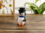 Sculpture sur bois pingouin gentleman 4x4x8 cm tilleul fait main décoration table
